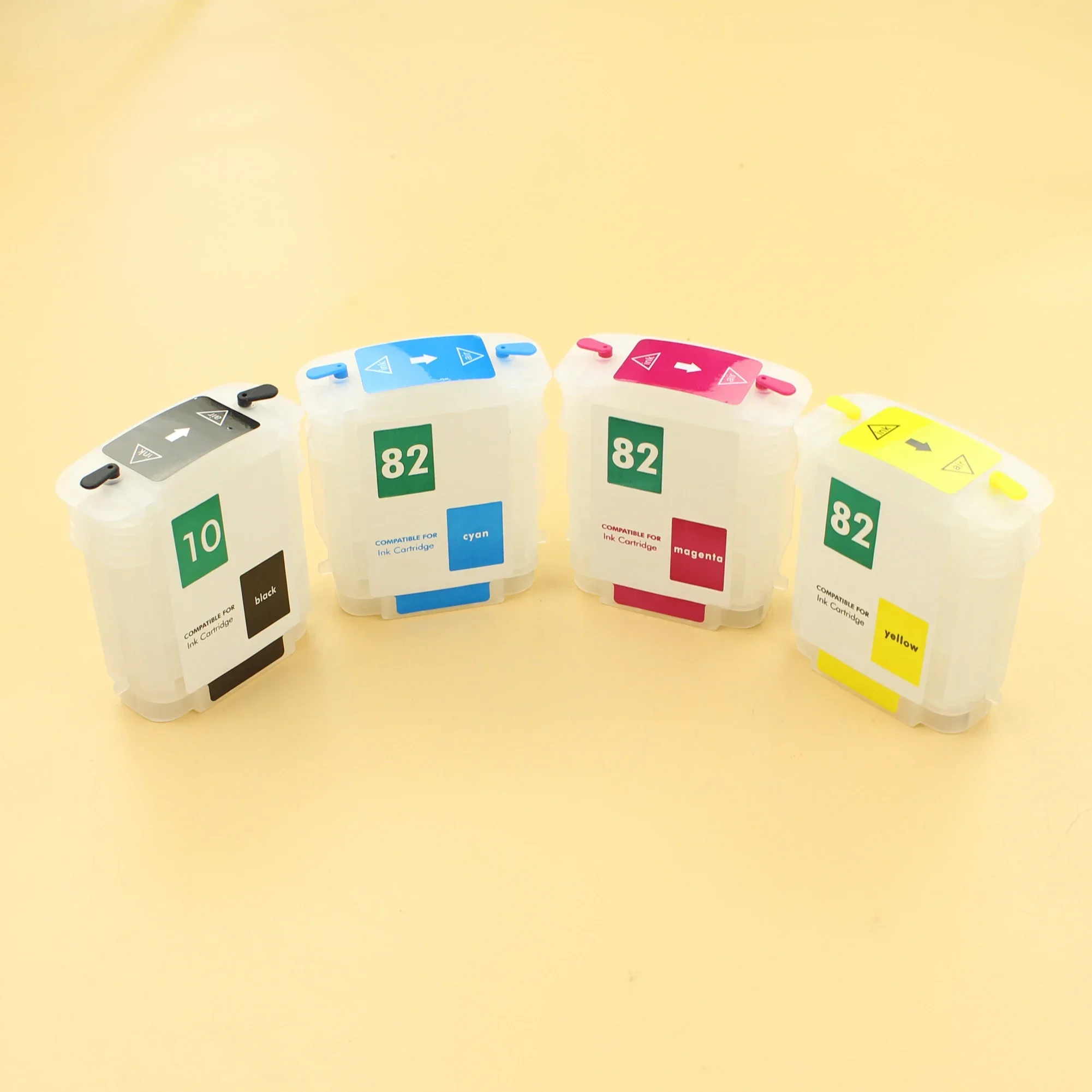 69ml 4 Colors Printer Refill Cartridge for HP 10 82 Ink Cartridges for HP Designjet 500 800 Refillable Ink with Permanent Chips
69ml 4 Colors Printer Refill Cartridge for HP 10 82 Ink Cartridges for HP Designjet 500 800 Refillable Ink with Permanent Chips