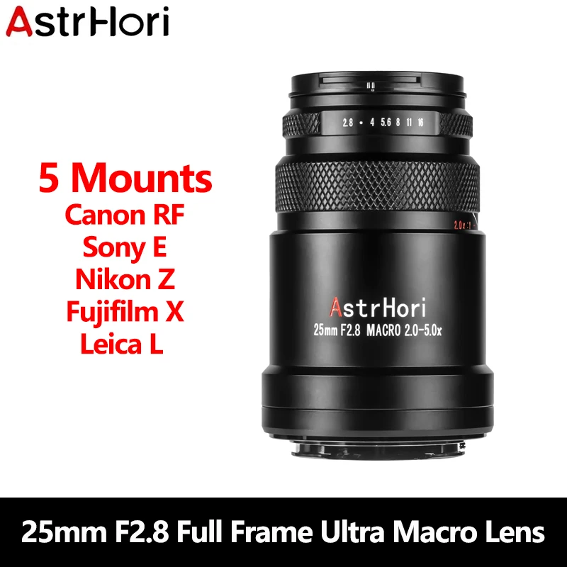 AstrHori 25 мм F2.8 Полнокадровый ультра макрообъектив 2X-5X HD качество изображения для Canon RF,Sony E,Nikon Z,Fujifilm X,Leica L крепления
AstrHori 25 мм F2.8 Полнокадровый ультра макрообъектив 2X-5X HD качество изображения для Canon RF,Sony E,Nikon Z,Fujifilm X,Leica L крепления