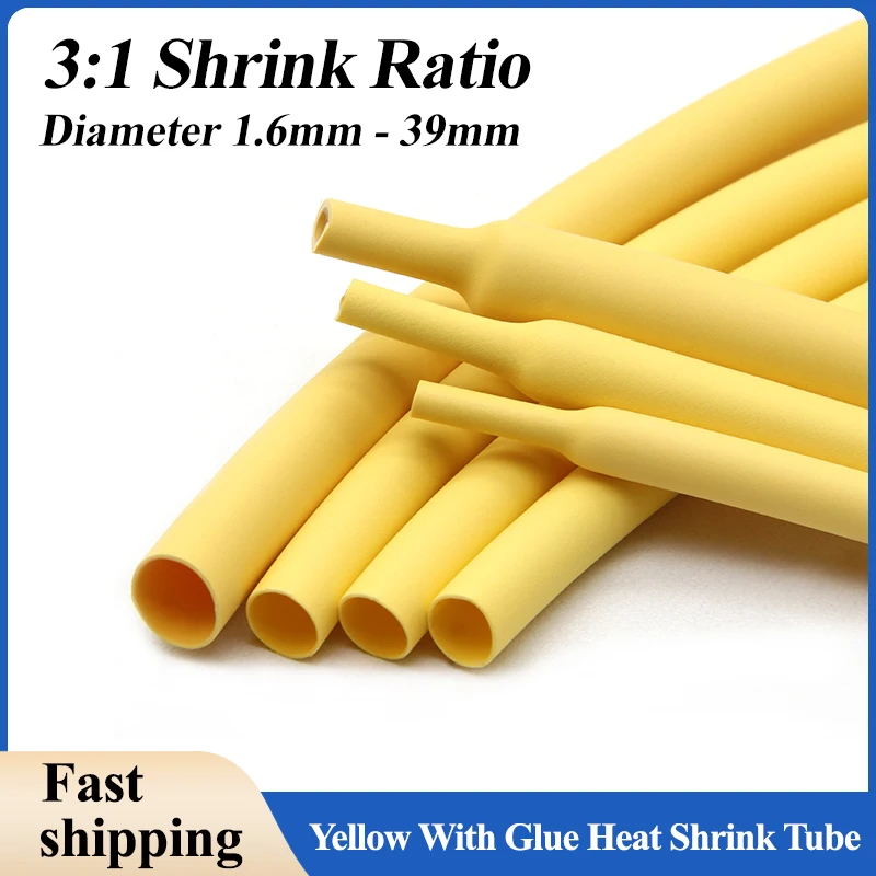 3:1 Yellow With Glue Heat Shrink Tube Dual Wall Tubing Diameter1.6 ~ 39mm Polyolefin Insulated Adhesive Lined Shrink Wrap Sleeve
3:1 Yellow With Glue Heat Shrink Tube Dual Wall Tubing Diameter1.6 ~ 39mm Polyolefin Insulated Adhesive Lined Shrink Wrap Sleeve