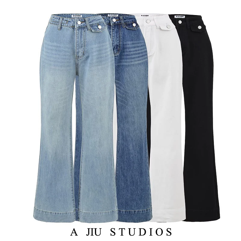 American Retro Pocket Design High Waist Wide Leg Jeans Women's Loose Slimming Floor-Length Pants Casual Denim Spring 2026
American Retro Pocket Design High Waist Wide Leg Jeans Women's Loose Slimming Floor-Length Pants Casual Denim Spring 2026