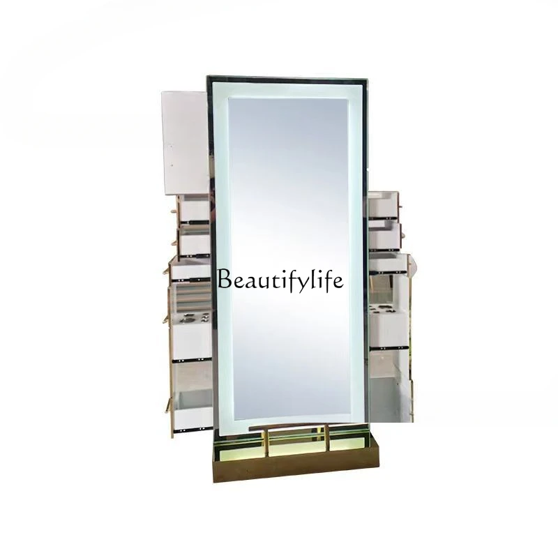 Barber Shop LED Light Full Body Mirror Golden Hair Mirror Stainless Steel Table
Barber Shop LED Light Full Body Mirror Golden Hair Mirror Stainless Steel Table