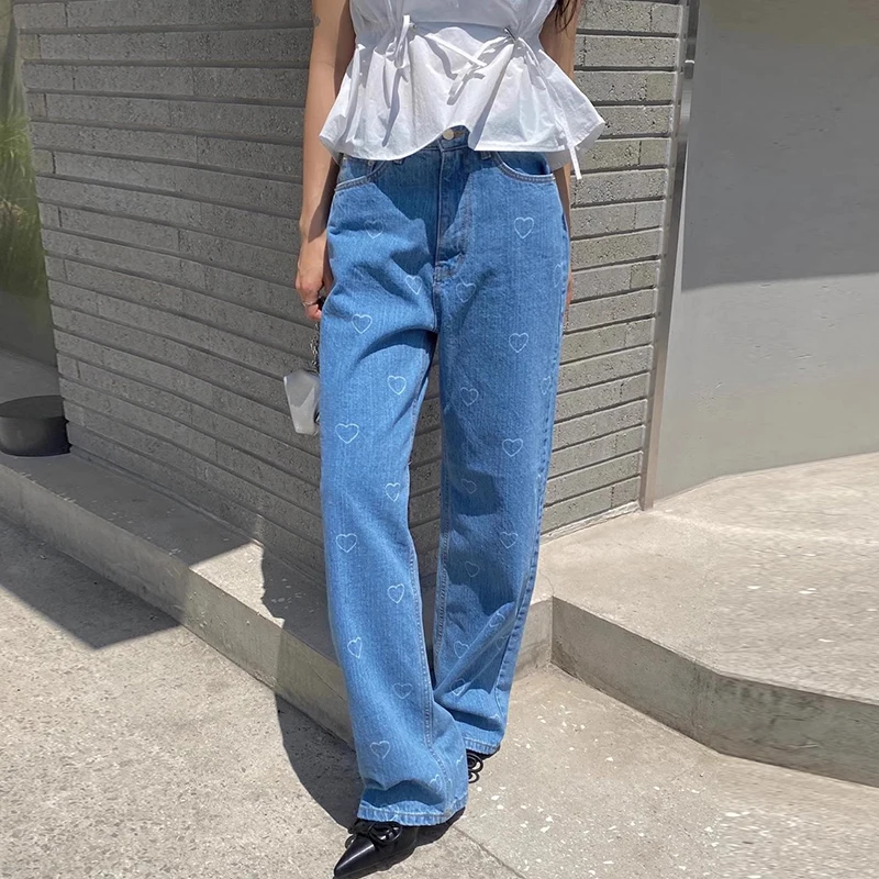 Vintage Streetwear Jeans Women 2023 High Waisted Printed Blue Denim Ladies Straight Leg Pants Korean Fashion Loose Jean Mom Chic
Vintage Streetwear Jeans Women 2023 High Waisted Printed Blue Denim Ladies Straight Leg Pants Korean Fashion Loose Jean Mom Chic