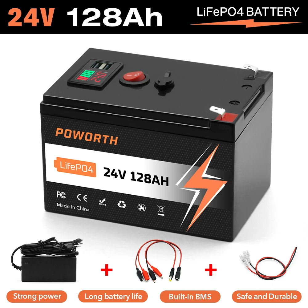 24V Lithium Battery 128Ah, Deep Cycle LiFePO4 Battery,BMS with Low-Temp Protection, Perfect for RV, Solar System,Emergency Light
24V Lithium Battery 128Ah, Deep Cycle LiFePO4 Battery,BMS with Low-Temp Protection, Perfect for RV, Solar System,Emergency Light
