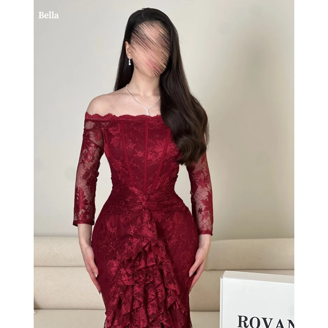 Bella Customized Satin Off-the-shoulder Ruched Prom Dress robes de soirée Party Dresses For Women Red Lace Evening Gowns Formal
Bella Customized Satin Off-the-shoulder Ruched Prom Dress robes de soirée Party Dresses For Women Red Lace Evening Gowns Formal