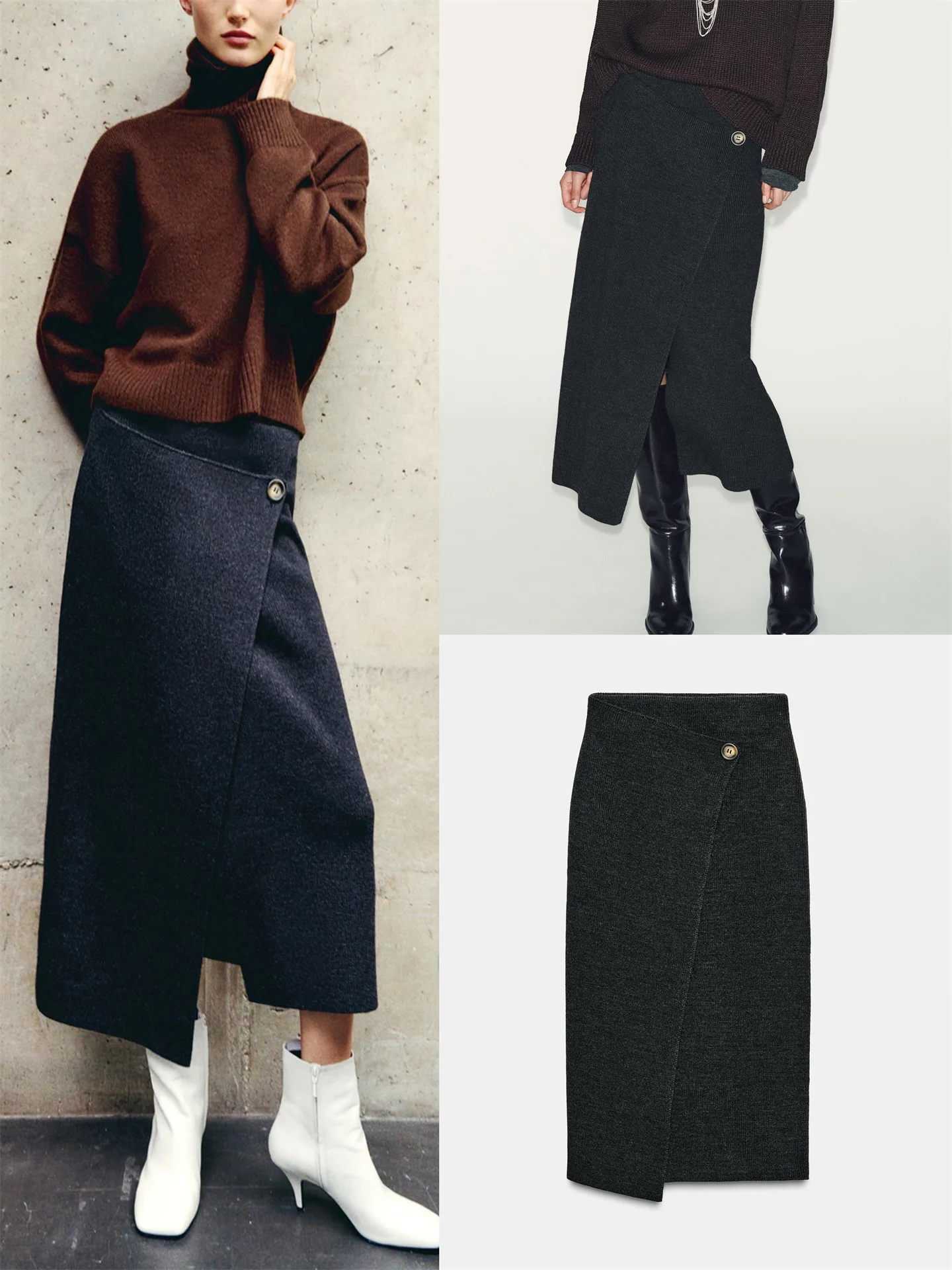 Faionable Asymmetric Hem Midi Skirt Women's New Arrival Winter Design Flat Needle Double Breasted Ele A-Line Skirt
Faionable Asymmetric Hem Midi Skirt Women's New Arrival Winter Design Flat Needle Double Breasted Ele A-Line Skirt
