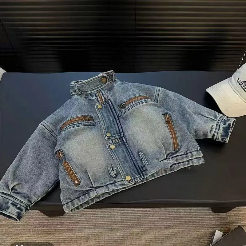 1-9 Years Children's Denim Jacket Autumn And Winter New Boys' Thick Velvet Warm Coat Kids Top 80-150CM 
1-9 Years Children's Denim Jacket Autumn And Winter New Boys' Thick Velvet Warm Coat Kids Top 80-150CM