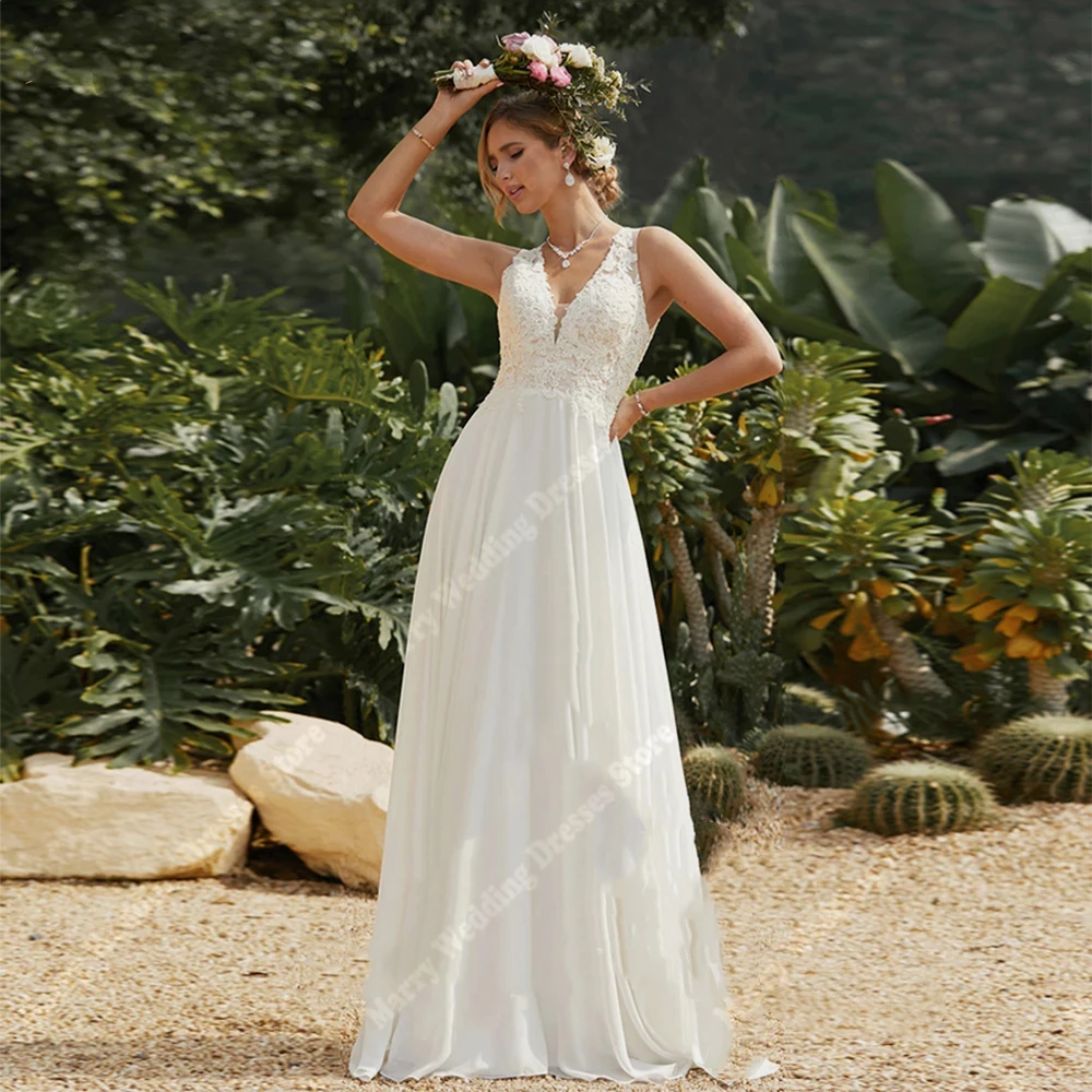 Charming Women's Wedding Dresses Sexy Deep-V A-Line Lace Appliques Bridal Gowns Sleeveless Backless Vestidos De Novia Customized
Charming Women's Wedding Dresses Sexy Deep-V A-Line Lace Appliques Bridal Gowns Sleeveless Backless Vestidos De Novia Customized