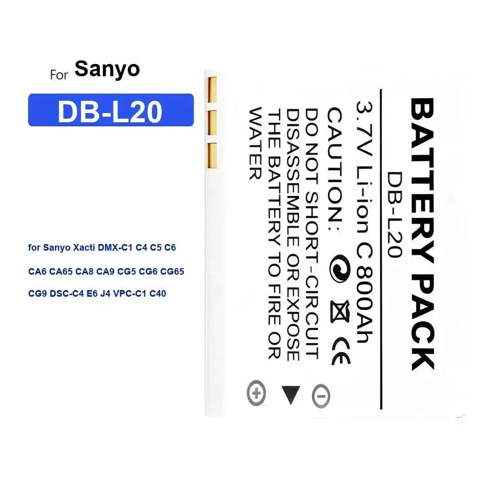 Аккумулятор для камеры DB-L20 800 мАч для Sanyo Xacti DMX-C1 C4 C5 C6 CA6 CA65 CA8 CA9 CG5 CG6 CG65 CG9 DSC-C4 E6 J4 VPC-C1 C40
Аккумулятор для камеры DB-L20 800 мАч для Sanyo Xacti DMX-C1 C4 C5 C6 CA6 CA65 CA8 CA9 CG5 CG6 CG65 CG9 DSC-C4 E6 J4 VPC-C1 C40