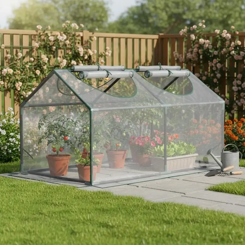 Outsunny Greenhouse with Window, PE Mesh Film, Steel Foil Greenhouse, Greenhouse for Balcony, Garden, Tomato House 120x60x60cm, Tomato Greenhouse for Vegetables, Flowers, Plants, Transparent
Outsunny Greenhouse with Window, PE Mesh Film, Steel Foil Greenhouse, Greenhouse for Balcony, Garden, Tomato House 120x60x60cm, Tomato Greenhouse for Vegetables, Flowers, Plants, Transparent