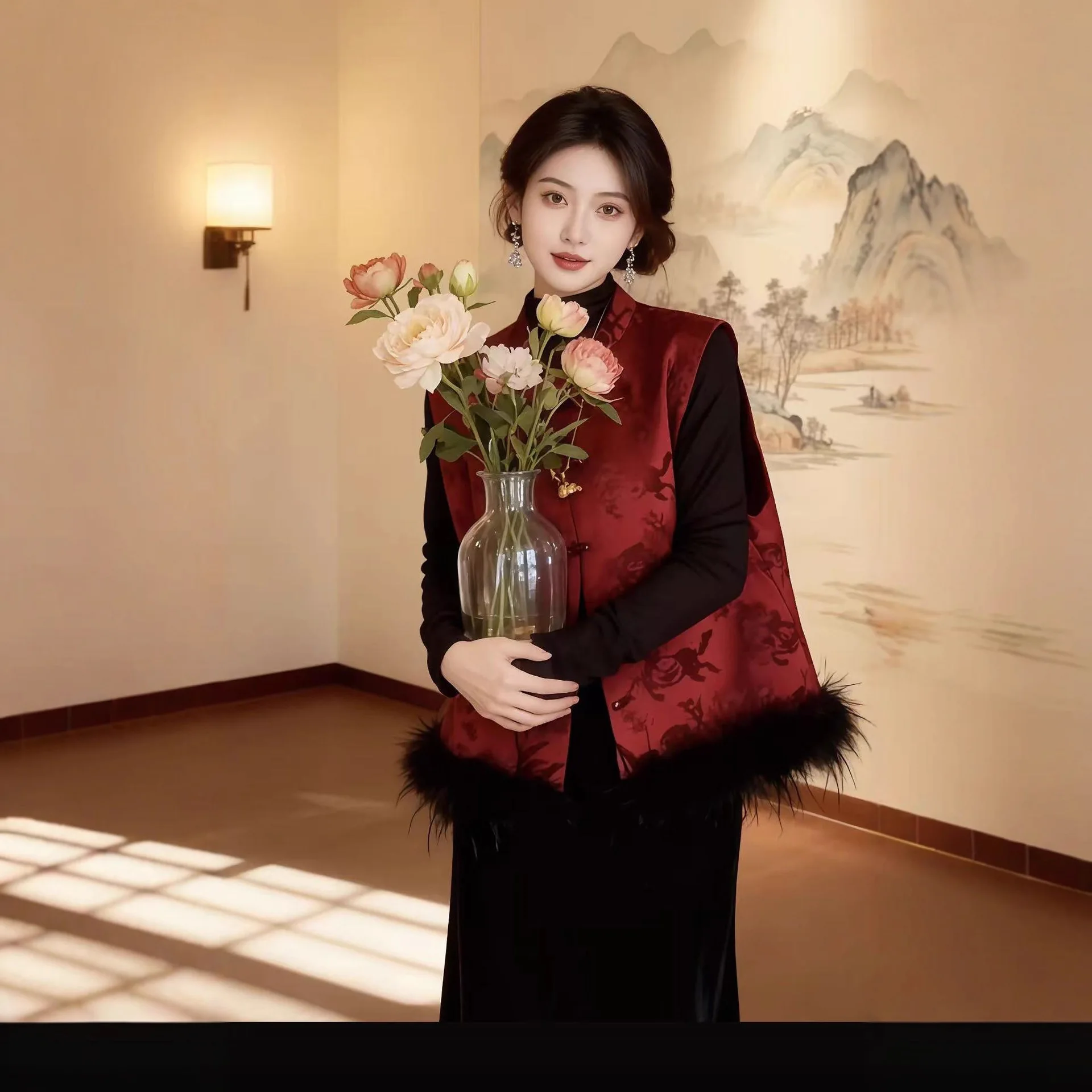 25. Новый бархатный шерстяной жилет в китайском стиле с воротником-стойкой, национальный жилет Танчжуан
25. Новый бархатный шерстяной жилет в китайском стиле с воротником-стойкой, национальный жилет Танчжуан