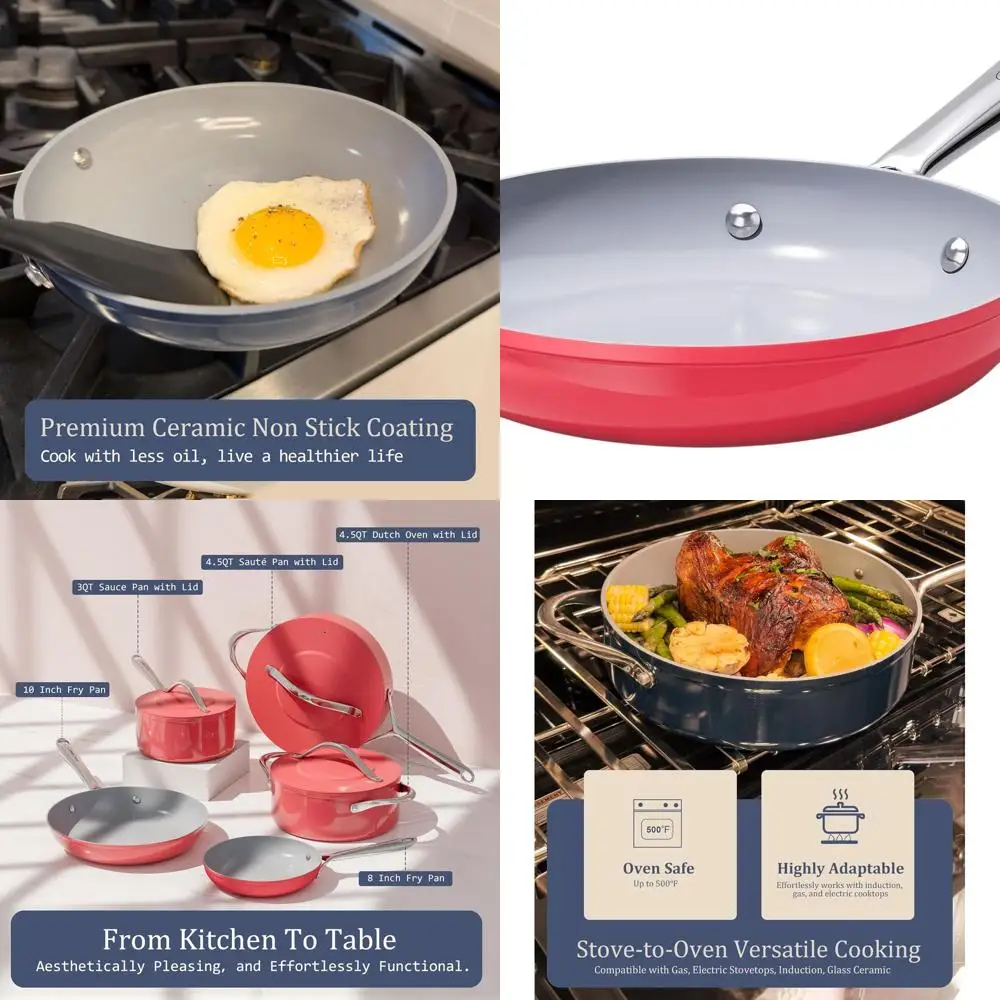 10 Керамическая сковорода с антипригарным покрытием — здоровое приготовление яиц, блинов и жарки, безопасная в духовке до 500 шт. ° F, Совместимость со всеми варочными панелями, Fus
10 Керамическая сковорода с антипригарным покрытием — здоровое приготовление яиц, блинов и жарки, безопасная в духовке до 500 шт. ° F, Совместимость со всеми варочными панелями, Fus