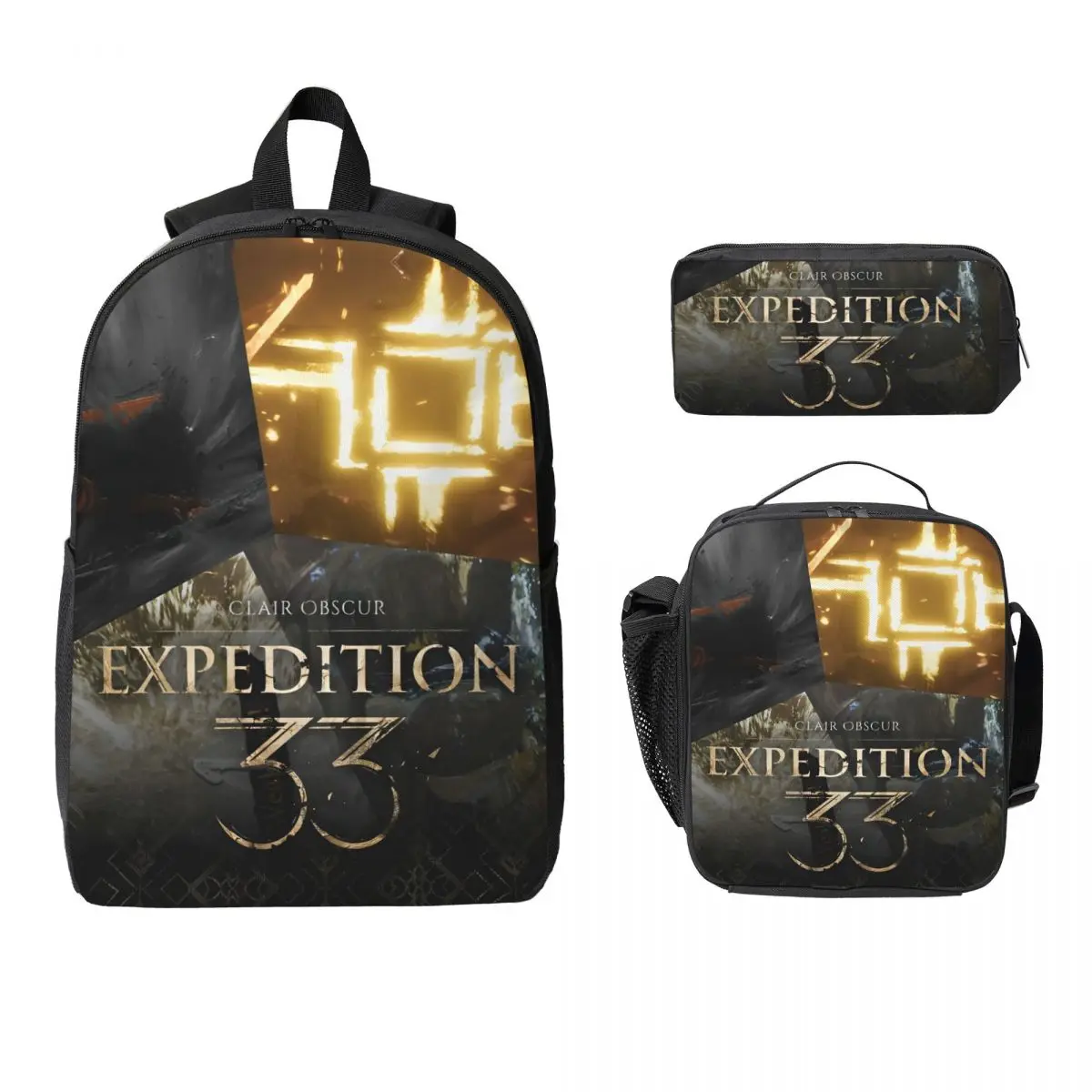 3Pcs Clair Obscur Expedition 33 merch Backpack Set for Boy Girl Pencil Boxes Bookbag Sets with Lunch Box
3Pcs Clair Obscur Expedition 33 merch Backpack Set for Boy Girl Pencil Boxes Bookbag Sets with Lunch Box