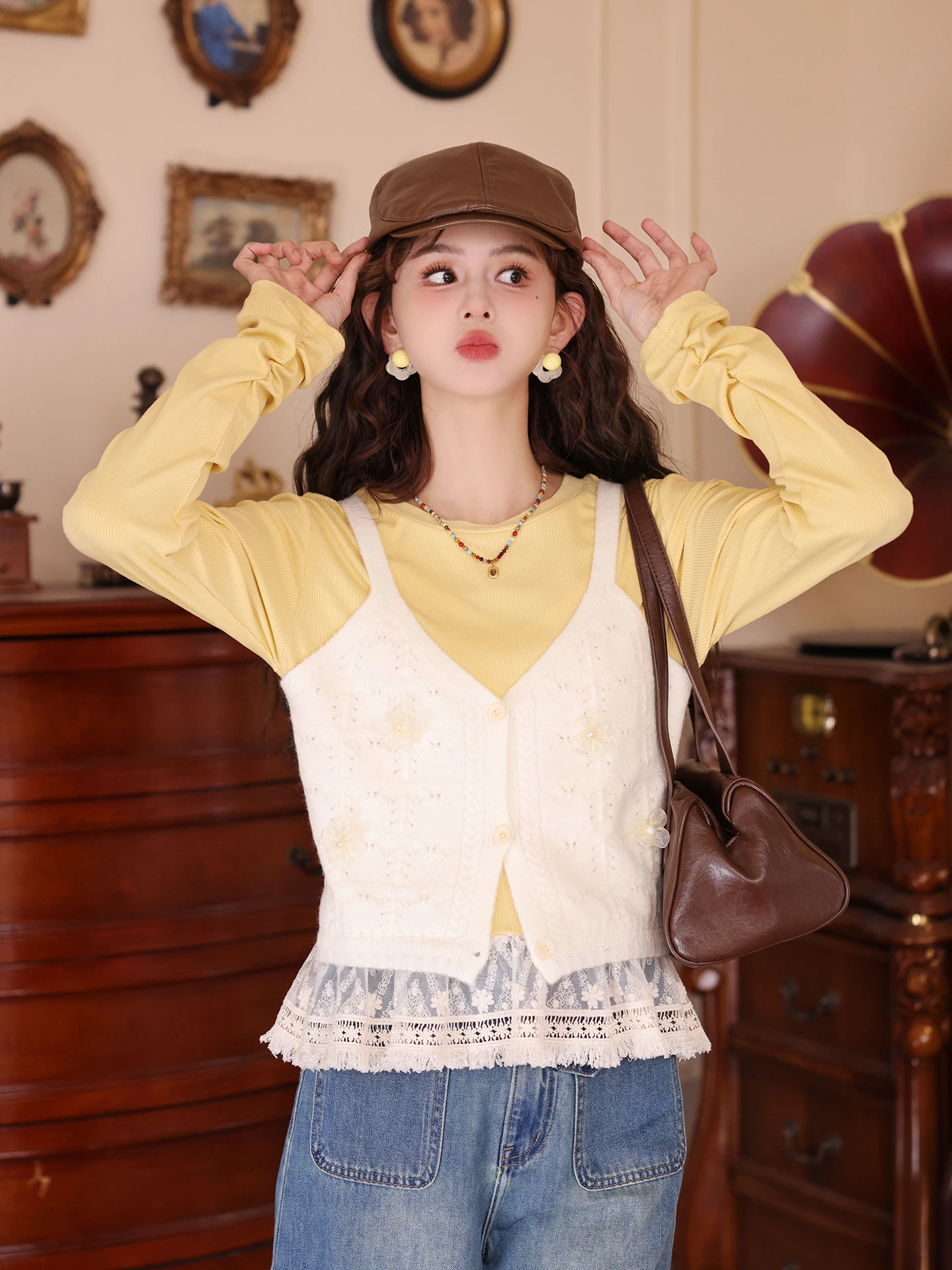 Sunine Lemon Early Autumn Knitted T-irt Strapl Vest Top Bot Two-Piece Set Women's Comfortable Breathable Faion
Sunine Lemon Early Autumn Knitted T-irt Strapl Vest Top Bot Two-Piece Set Women's Comfortable Breathable Faion