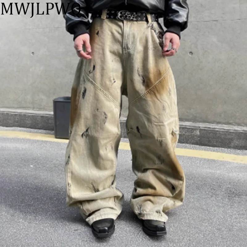 MWJLPWQ Mud Dyed Heavy Dirty Washed Design Jeans Men's Machete Wide Leg Pants Street Niche Unisex Casual Distress Bottom 010731
MWJLPWQ Mud Dyed Heavy Dirty Washed Design Jeans Men's Machete Wide Leg Pants Street Niche Unisex Casual Distress Bottom 010731