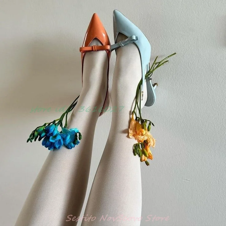 Pointed Toe Bow Decor Sandals Middle Heels Shallow Back Straps Summer Sexy Women Dress Party Daily Casual Shoes Elegant Ladies
Pointed Toe Bow Decor Sandals Middle Heels Shallow Back Straps Summer Sexy Women Dress Party Daily Casual Shoes Elegant Ladies