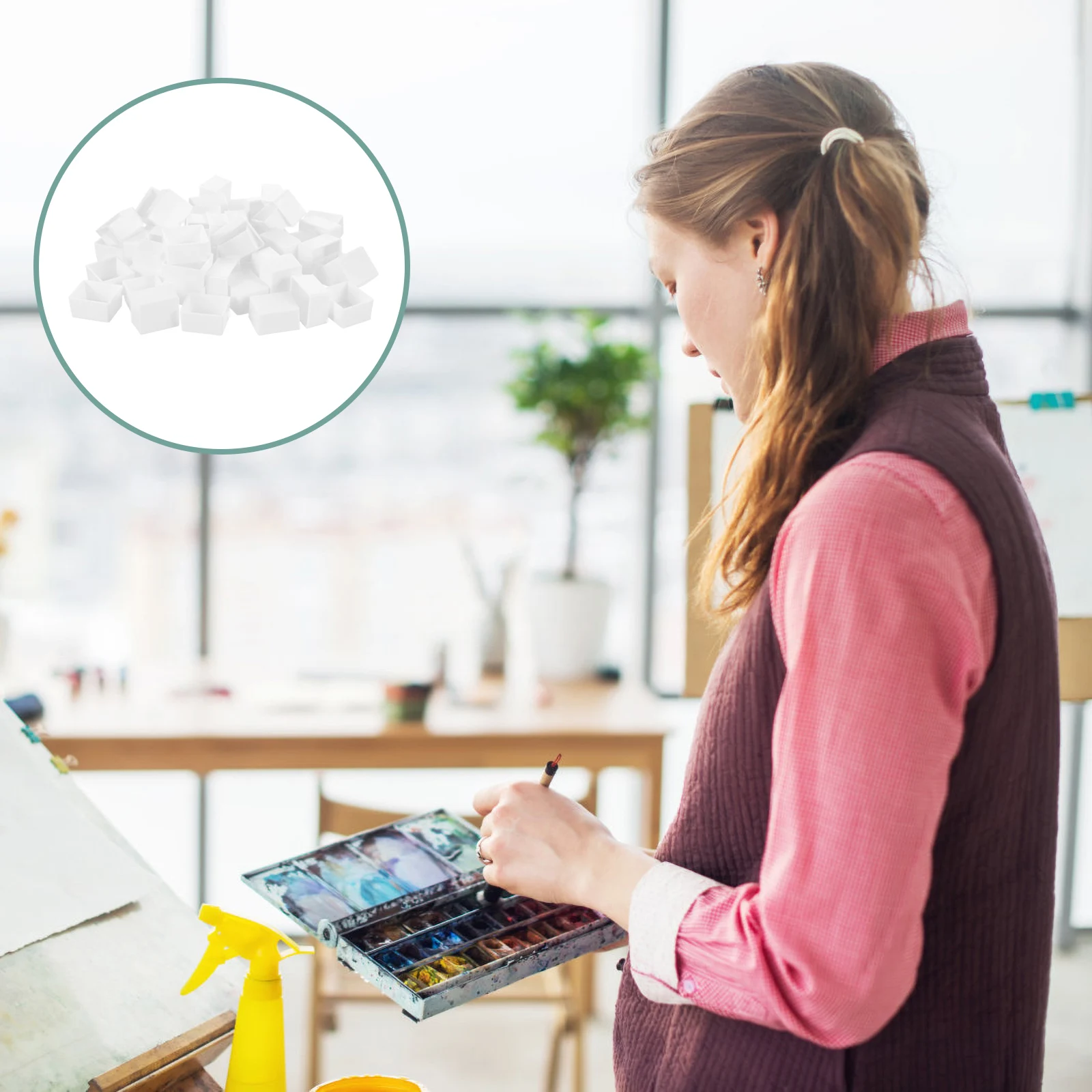 50Pcs Watercolor Half Pans Transparent Plastic Empty Paint Palette Lightweight DIY Acrylic Paint Storage Art Tools 
50Pcs Watercolor Half Pans Transparent Plastic Empty Paint Palette Lightweight DIY Acrylic Paint Storage Art Tools