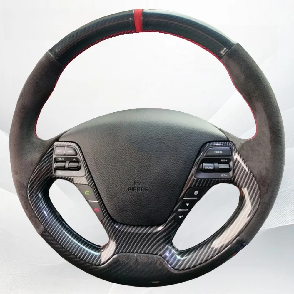 Hand sewn Car Steering Wheel Braid Cover Carbon Fiber Suede For Kia K3 2013 K2 Rio Ceed Cee'd Cerato 2012-2017 Car Accessories
Hand sewn Car Steering Wheel Braid Cover Carbon Fiber Suede For Kia K3 2013 K2 Rio Ceed Cee'd Cerato 2012-2017 Car Accessories