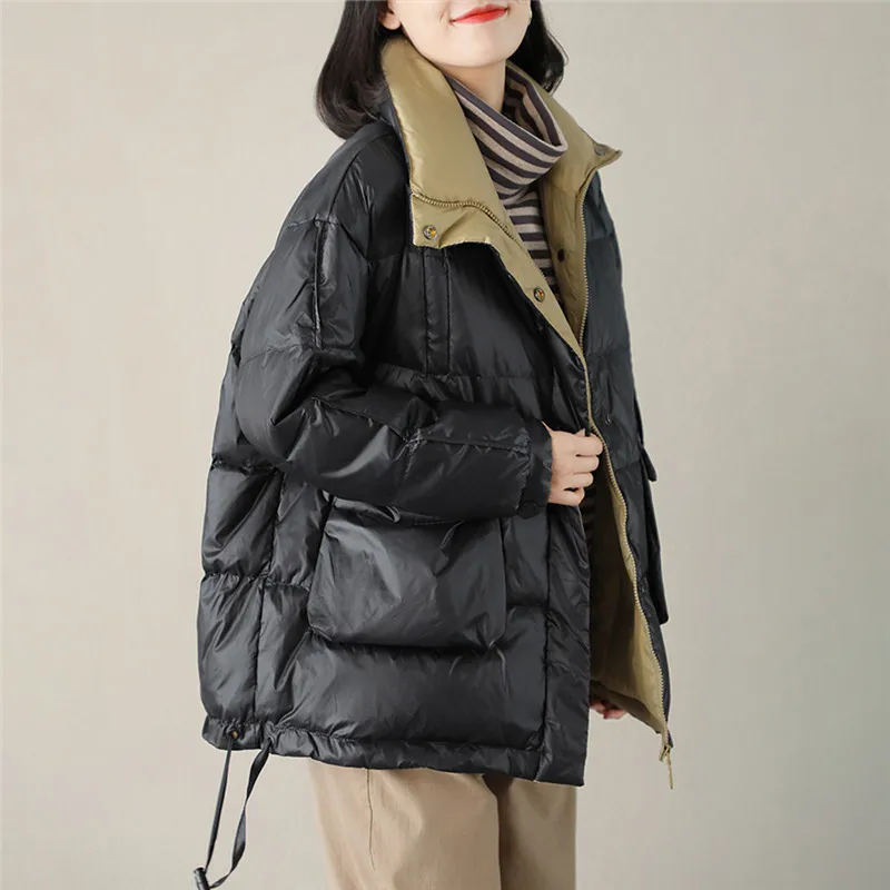 2022 New Autumn Winter Warm Thick Down Coat Women White Duck Down Jacket Parkas Ladies Long Sleeve Loose Casual Bigsize Outwears
2022 New Autumn Winter Warm Thick Down Coat Women White Duck Down Jacket Parkas Ladies Long Sleeve Loose Casual Bigsize Outwears