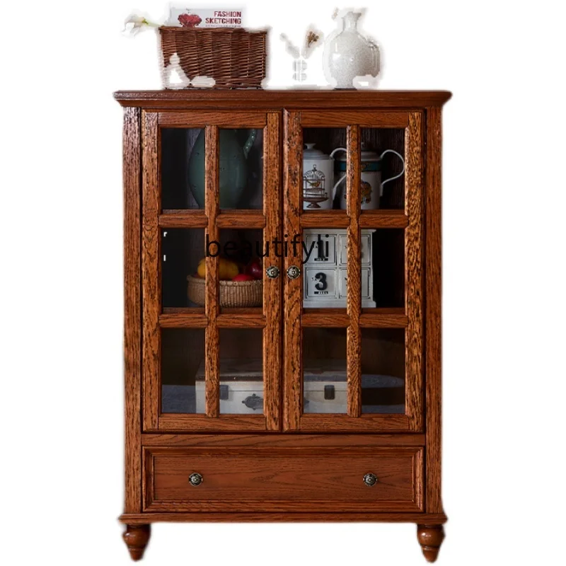 American Retro Wine Cabinet Display Cabinet Living Room Side Cabinet Integrated Solid Wood Lockers with Glass Door
American Retro Wine Cabinet Display Cabinet Living Room Side Cabinet Integrated Solid Wood Lockers with Glass Door