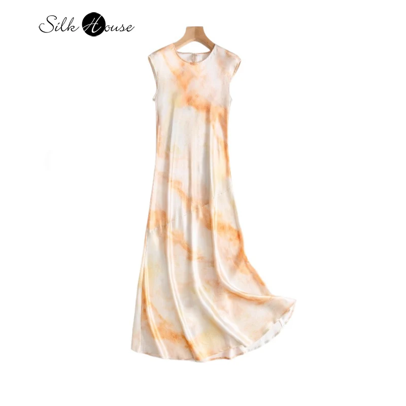 22MM 100% Natural Mulberry Silk Plain Satin 45 ° Oblique Cut Falling Shoulder Sleeves Women's Casual Round Neck Print Vest Dress
22MM 100% Natural Mulberry Silk Plain Satin 45 ° Oblique Cut Falling Shoulder Sleeves Women's Casual Round Neck Print Vest Dress