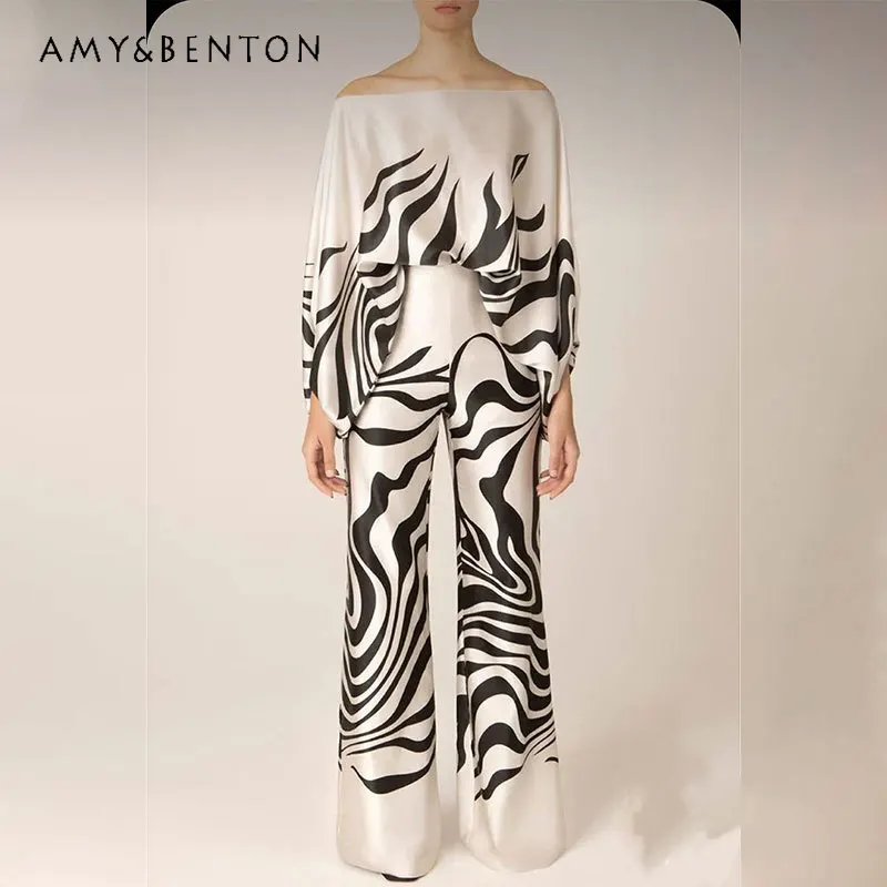 2026 New Women's Pants Set European American Printed Round Neck Loose Batwing Sleeve Waist-Cinching Trousers Fashion Sets Ladies
2026 New Women's Pants Set European American Printed Round Neck Loose Batwing Sleeve Waist-Cinching Trousers Fashion Sets Ladies