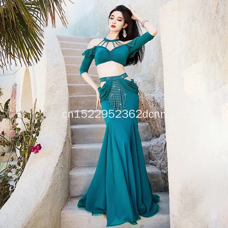 Female Belly Dance Costumes Sexy Off Shoulder Top + Tassel Fishtail Skirt Oriental Dance Professional Performance Clothes Set
Female Belly Dance Costumes Sexy Off Shoulder Top + Tassel Fishtail Skirt Oriental Dance Professional Performance Clothes Set