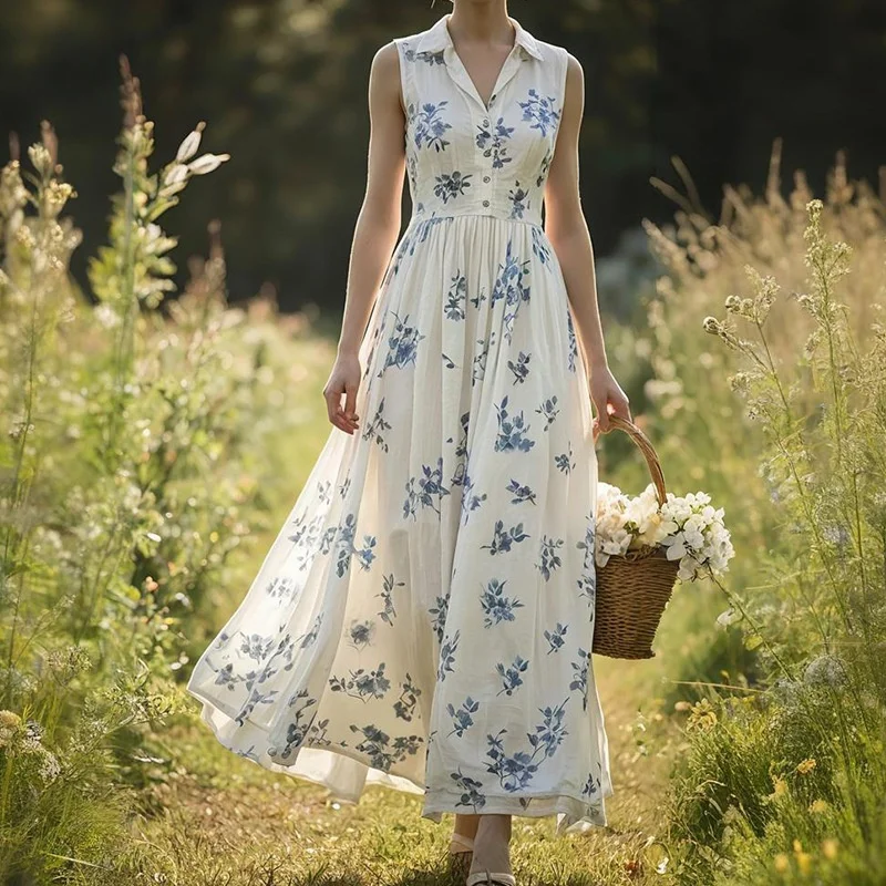 Элегантное длинное платье трапециевидной формы с цветочным принтом и v-образным вырезом, повседневное летнее платье без рукавов с застежкой на талии для женщин
Элегантное длинное платье трапециевидной формы с цветочным принтом и v-образным вырезом, повседневное летнее платье без рукавов с застежкой на талии для женщин