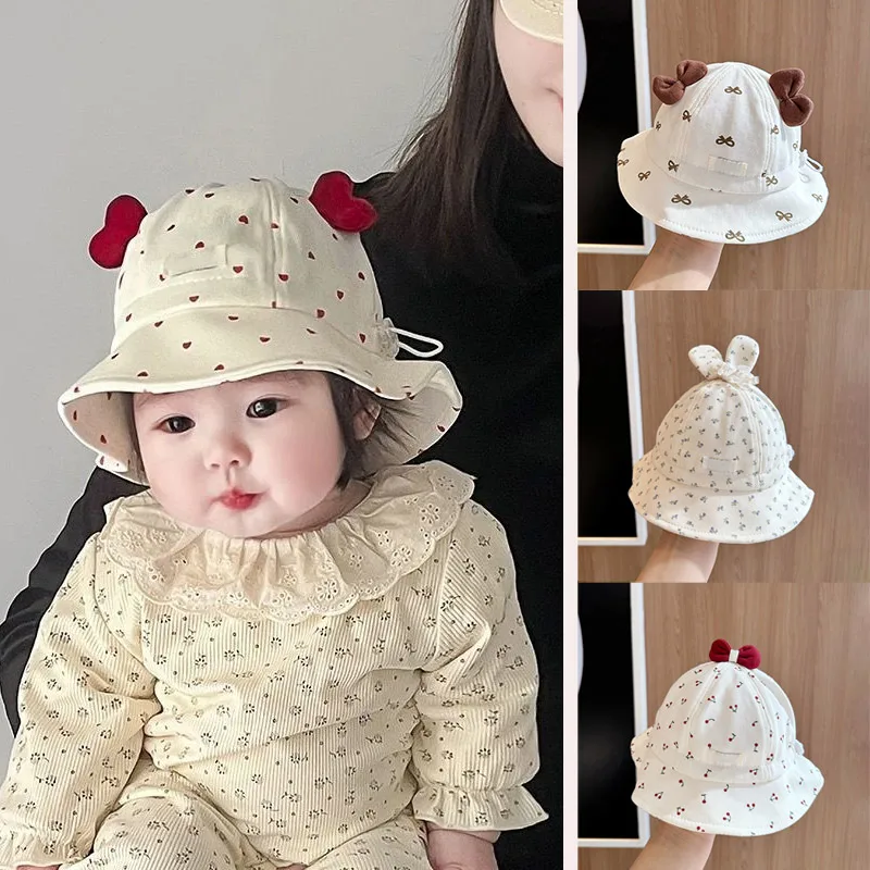 Cute Bow Baby Bucket Hat Cartoon Heart Cherry Print Fisherman Cap for Infant Boy Girl Soft Cotton Adjustable Kids Sun Hats
Cute Bow Baby Bucket Hat Cartoon Heart Cherry Print Fisherman Cap for Infant Boy Girl Soft Cotton Adjustable Kids Sun Hats