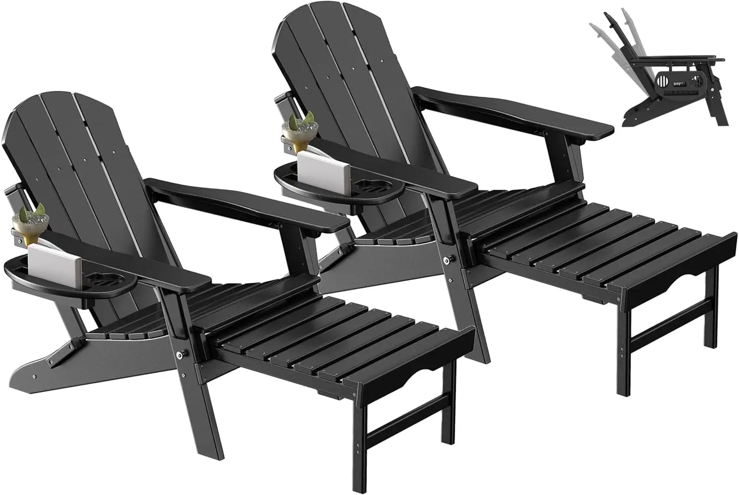 Adjustable Adirondack Chair with Retractable Ottoman Set of 2,HDPE Folding Adirondack Chair with Cup Holder,All Weather Chair
Adjustable Adirondack Chair with Retractable Ottoman Set of 2,HDPE Folding Adirondack Chair with Cup Holder,All Weather Chair