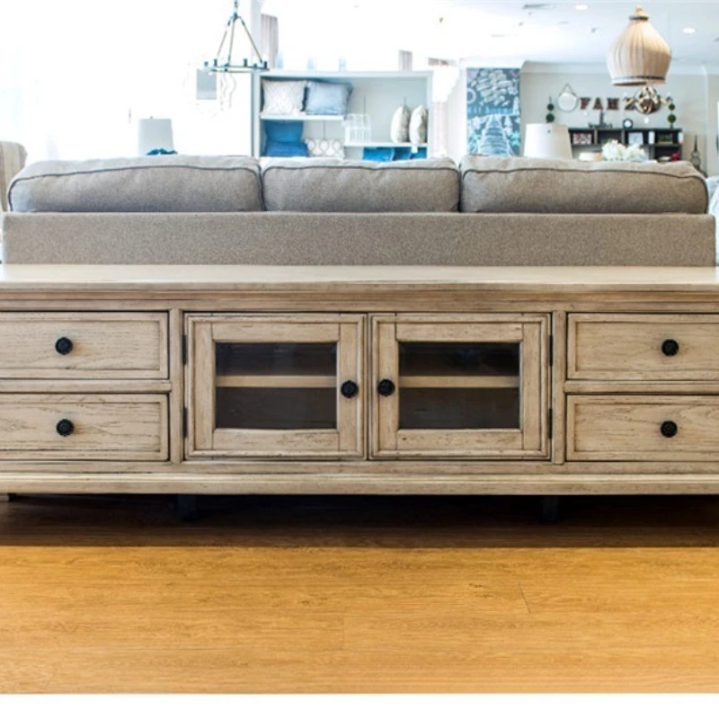 American solid wood apartment type living room retro white old audio-visual double door with pumping storage floor cabinet
American solid wood apartment type living room retro white old audio-visual double door with pumping storage floor cabinet