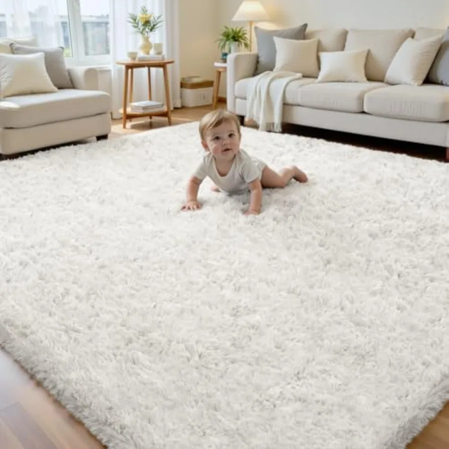 Living room 8x10 area rug, ultra-soft fluffy shag rug in white, non-slip fuzzy plush indoor carpet for bedroom, nursery, kids r
Living room 8x10 area rug, ultra-soft fluffy shag rug in white, non-slip fuzzy plush indoor carpet for bedroom, nursery, kids r