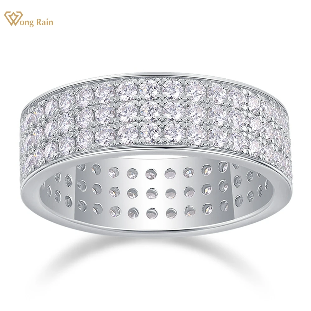 Wong Rain 100% 925 Sterling Silver 3EX VVS1 D Color Sparkling Real Moissanite Diamond Row Ring Fine Jewelry Wedding Band Gifts
Wong Rain 100% 925 Sterling Silver 3EX VVS1 D Color Sparkling Real Moissanite Diamond Row Ring Fine Jewelry Wedding Band Gifts