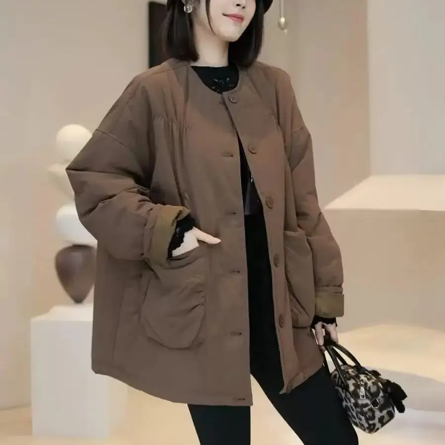 Brown Casual Autumn And Winter Padded New Jacket Loose Large Size Warm Cotton Clothes High-End Down Cotton Clothes Winter Top
Brown Casual Autumn And Winter Padded New Jacket Loose Large Size Warm Cotton Clothes High-End Down Cotton Clothes Winter Top