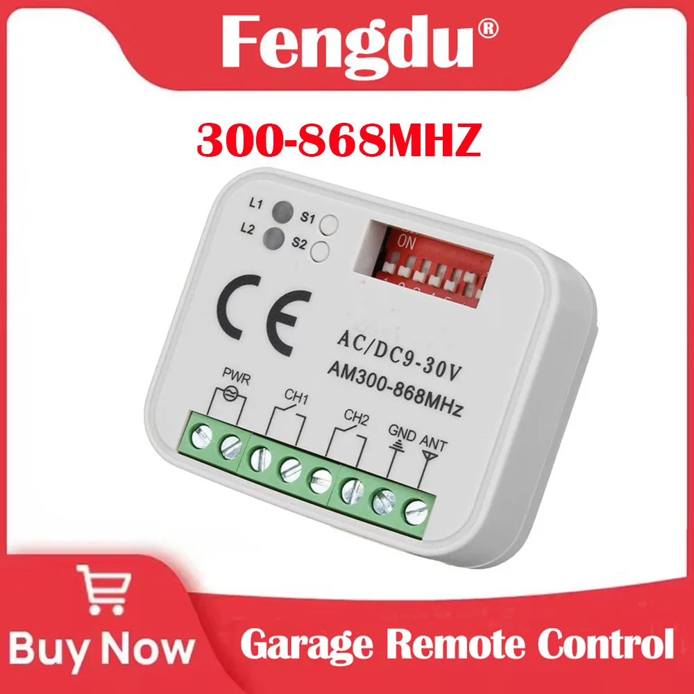 Universal Garage Door Remote Control Receiver 300-900MHz AC/DC 9-30V Switch Module Relay For 433MHz 868MHz
Universal Garage Door Remote Control Receiver 300-900MHz AC/DC 9-30V Switch Module Relay For 433MHz 868MHz