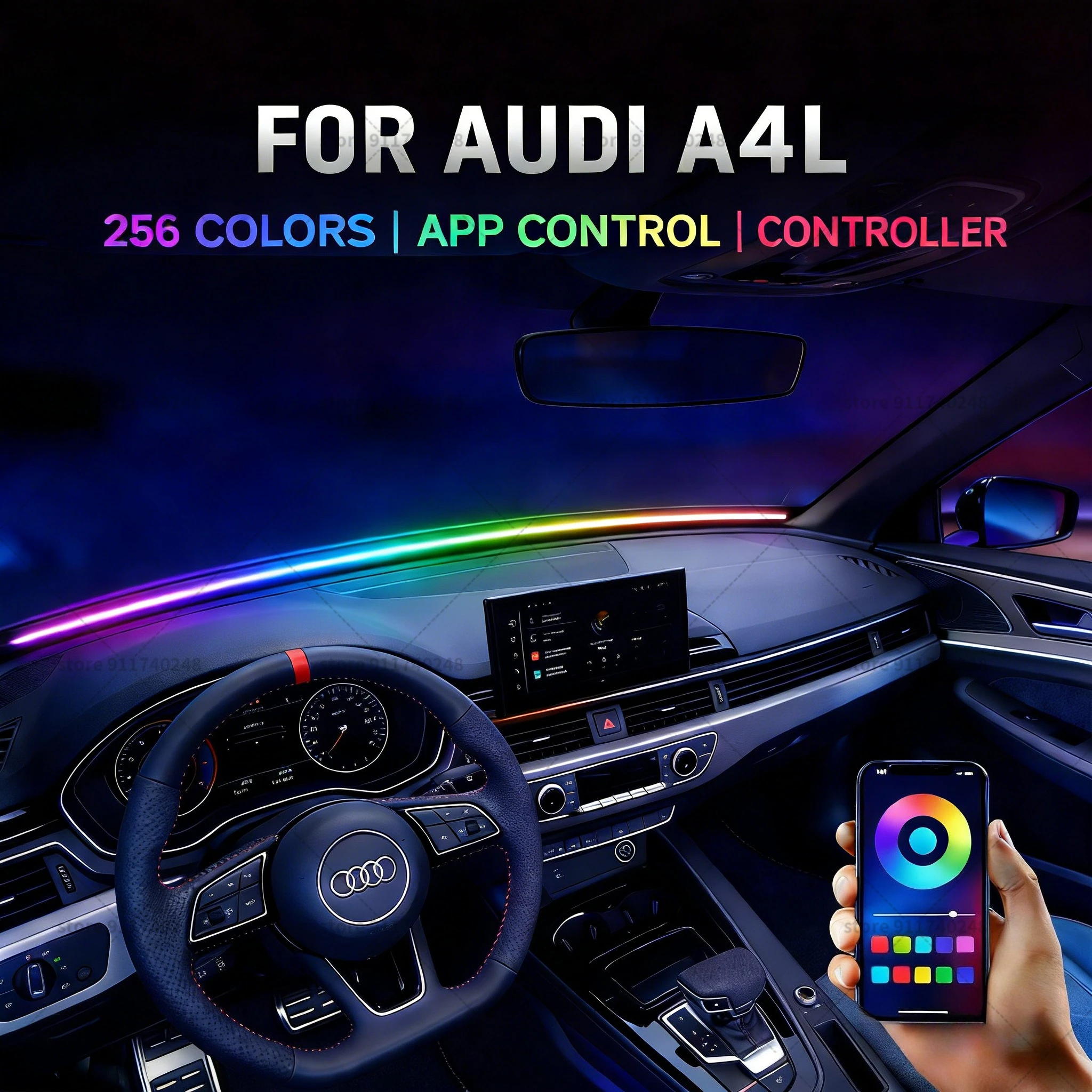 For Audi A4L Car Front Window Ambient Light - Dynamic RGB Color Changing for Car Interior
For Audi A4L Car Front Window Ambient Light - Dynamic RGB Color Changing for Car Interior