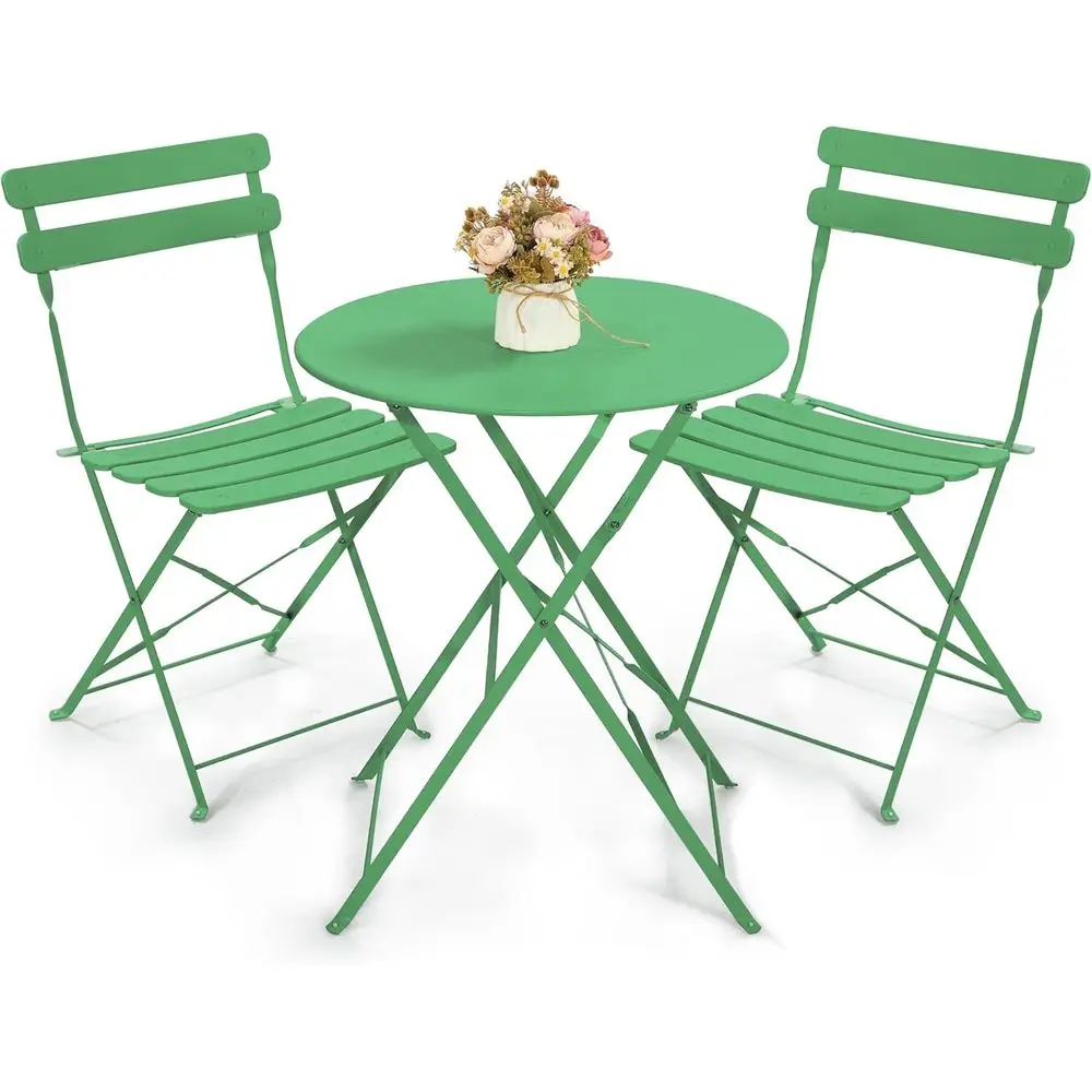 Compact 3-Piece Outdoor Bistro Set with Folding Table and Chairs, Ideal for Balcony or Garden, Green
Compact 3-Piece Outdoor Bistro Set with Folding Table and Chairs, Ideal for Balcony or Garden, Green