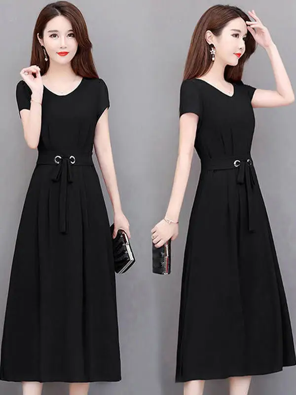 Summer plus Size Women's Dress Slimming Waist Design Mature Lady Fashionable Korean Style Commute Wind Long Sleeve T-Shirt Dress
Summer plus Size Women's Dress Slimming Waist Design Mature Lady Fashionable Korean Style Commute Wind Long Sleeve T-Shirt Dress