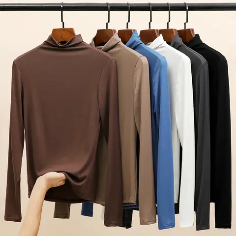 1pcs Half Turtleneck Modal Bottoming Shirt Women Autumn Winter New Inner Wear Fashion Slim Thickened Long Sleeve Top Pullover