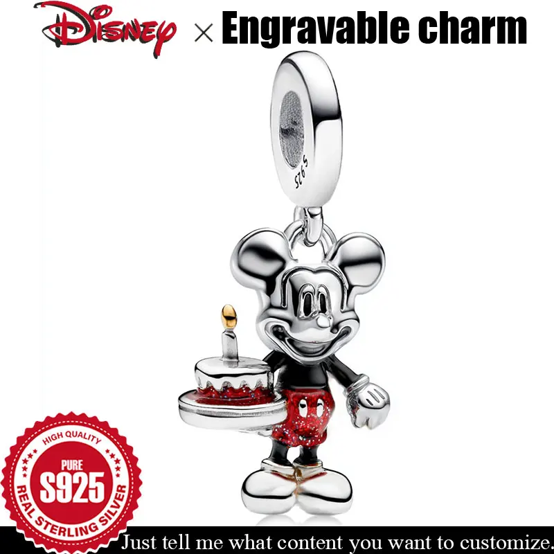 Очарование из стерлингового серебра 925 пробы, настраиваемый кулон Disney с Микки Маусом, оригинальный кулон «сделай сам», подарок на день рождения, ювелирные аксессуары 
Очарование из стерлингового серебра 925 пробы, настраиваемый кулон Disney с Микки Маусом, оригинальный кулон «сделай сам», подарок на день рождения, ювелирные аксессуары