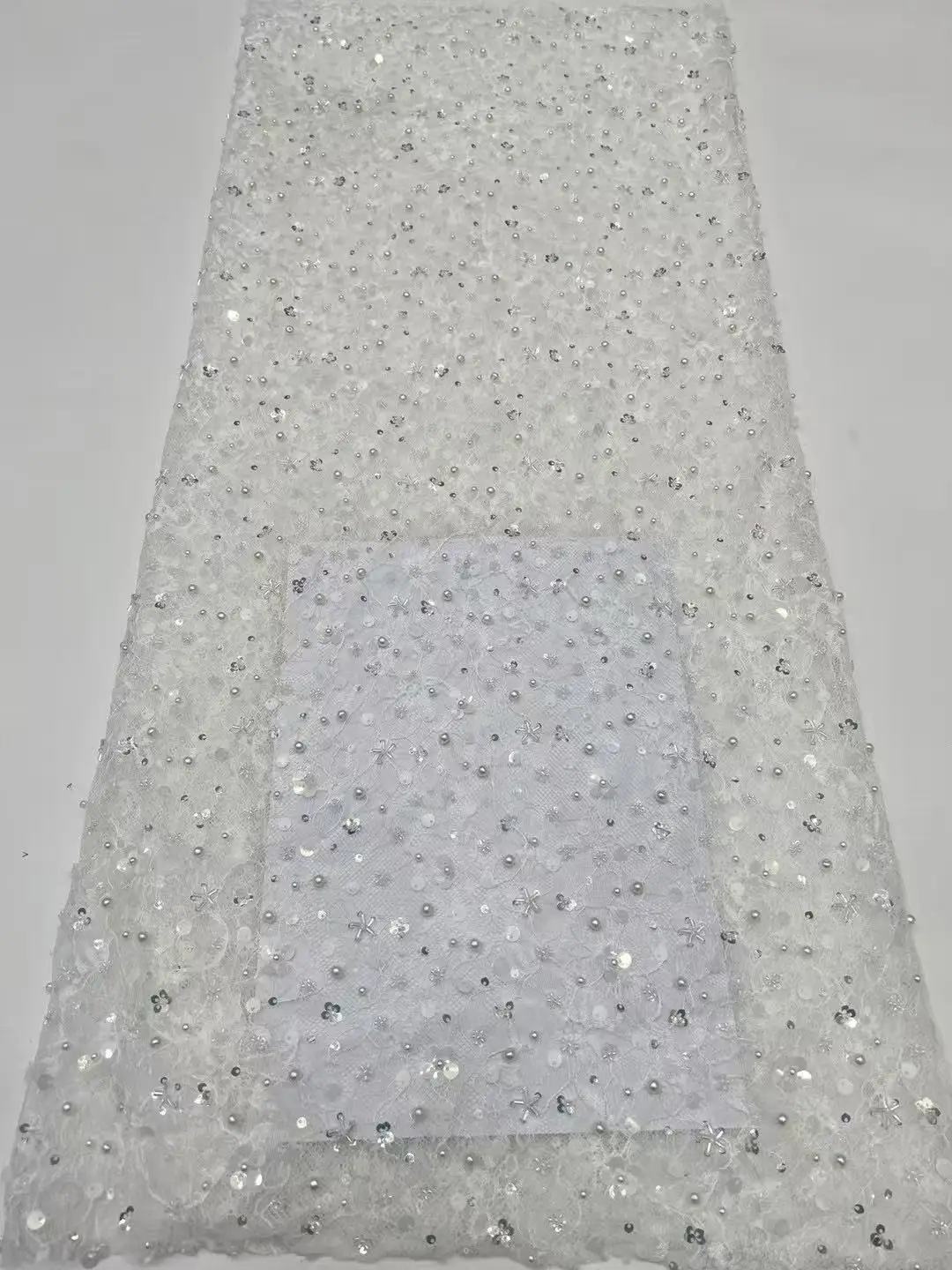 African 2025 Tulle Lace Fabric with Sequins Beads 5 Yards French Net Embroidery Sewing for Nigeria Dress Mesh
African 2025 Tulle Lace Fabric with Sequins Beads 5 Yards French Net Embroidery Sewing for Nigeria Dress Mesh