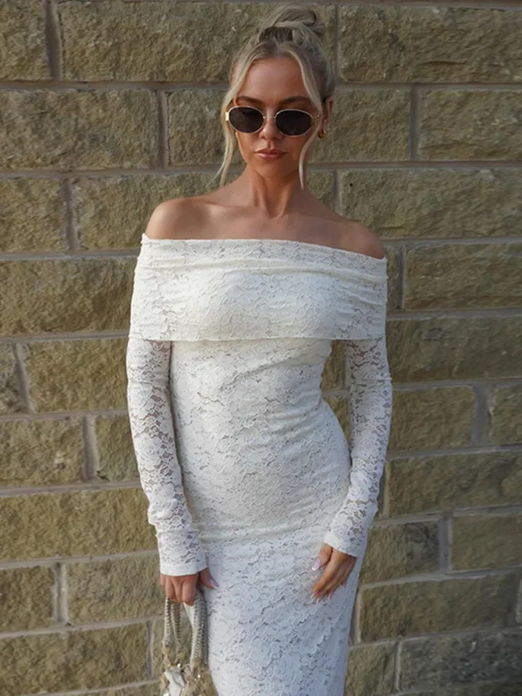 LangMao Lace Off-shoulder Sexy Maxi Dress For Women White Strapless Long Sleeve Backless Bodycon Club Party Sexy Long Dress
LangMao Lace Off-shoulder Sexy Maxi Dress For Women White Strapless Long Sleeve Backless Bodycon Club Party Sexy Long Dress
