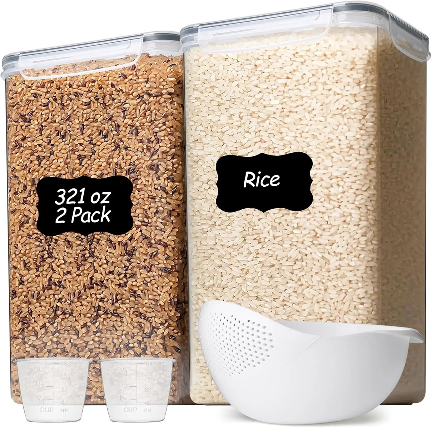 Rice Container Set of 2(9.5L/10Qt), Large Airtight Food Storage Containers with Lid and Rice Washer, Plastic Canisters Sets f
Rice Container Set of 2(9.5L/10Qt), Large Airtight Food Storage Containers with Lid and Rice Washer, Plastic Canisters Sets f