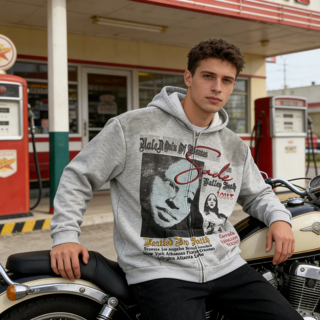 Hot stamping print retro high street hooded sweatshirt cardigan for both men and women, trendy and personalized, new for winter
Hot stamping print retro high street hooded sweatshirt cardigan for both men and women, trendy and personalized, new for winter