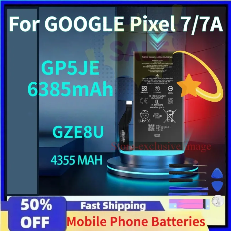 Zero Cycle GP5JE/GZE8U 4385mAh/4355mAh Mobile Phone Batteries for GOOGLE Pixel 7/7A Phone Replacement Lithium Battery +Tools
Zero Cycle GP5JE/GZE8U 4385mAh/4355mAh Mobile Phone Batteries for GOOGLE Pixel 7/7A Phone Replacement Lithium Battery +Tools
