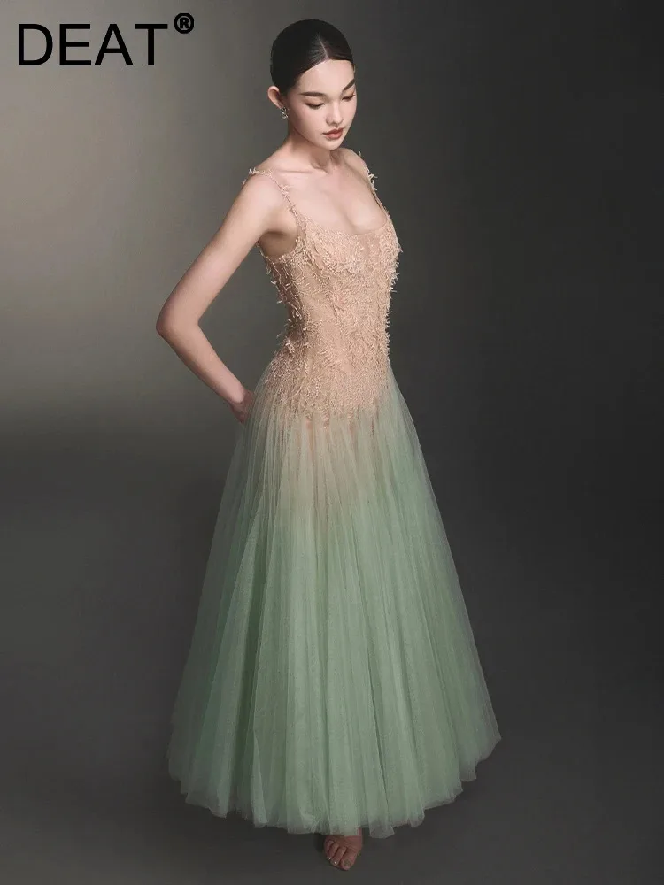 DEAT Elegant Dress Slip Lace Patchwork Gauze Contrast Color High Waist Women's Evening Party Dresses 2024 Autumn New 13DL545
DEAT Elegant Dress Slip Lace Patchwork Gauze Contrast Color High Waist Women's Evening Party Dresses 2024 Autumn New 13DL545