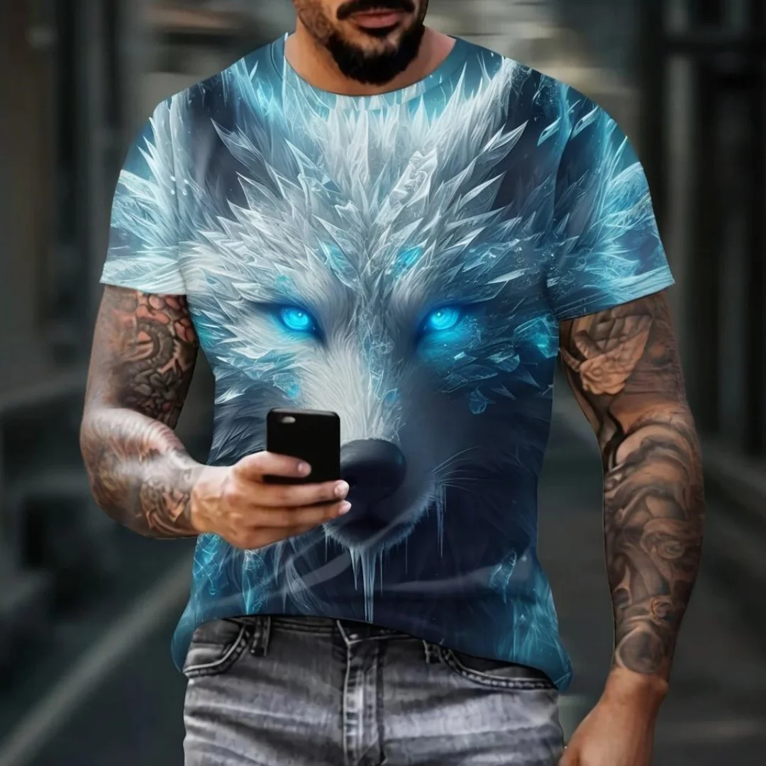 Men's T-shirt Summer Outdoor Sports Round Neck Tops Short Sleeve 3D Wolf Printed Pattern Large Size Loose Men's Clothing T-shirt
Men's T-shirt Summer Outdoor Sports Round Neck Tops Short Sleeve 3D Wolf Printed Pattern Large Size Loose Men's Clothing T-shirt