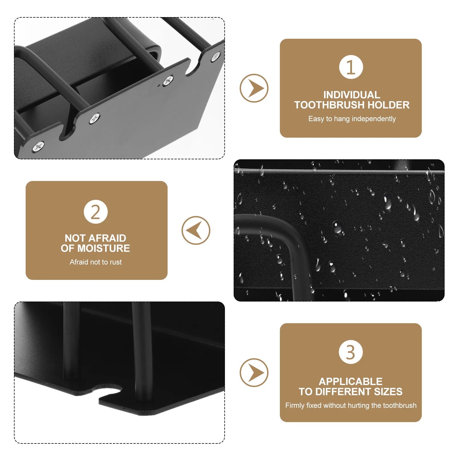 Wall-Mounted Toothbrush Holder Space Aluminum Bathroom Organizer Toothpaste Rack Cups Holder Punch-Free Easy Install 
Wall-Mounted Toothbrush Holder Space Aluminum Bathroom Organizer Toothpaste Rack Cups Holder Punch-Free Easy Install