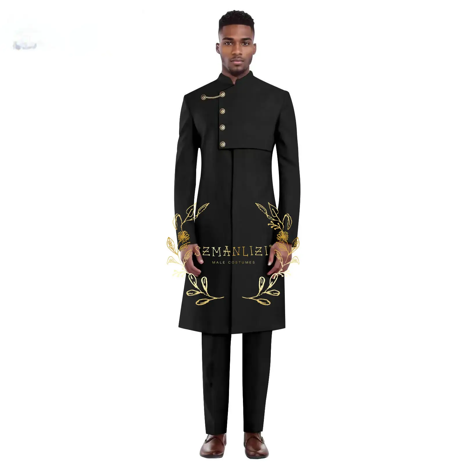 African Design Suits for Men Slim Fit Black Long Blazer Pants Set Business Dress Suit Party Wedding Evening Men's Clothing
African Design Suits for Men Slim Fit Black Long Blazer Pants Set Business Dress Suit Party Wedding Evening Men's Clothing