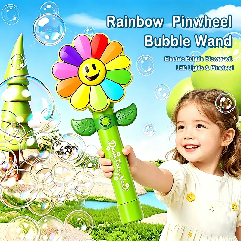 Smile Daisy Pinwheel Bubble Wand Automatic Blower LED Light-Up Kids Outdoor Party Toy for Boys Girls Birthday Gift
Smile Daisy Pinwheel Bubble Wand Automatic Blower LED Light-Up Kids Outdoor Party Toy for Boys Girls Birthday Gift