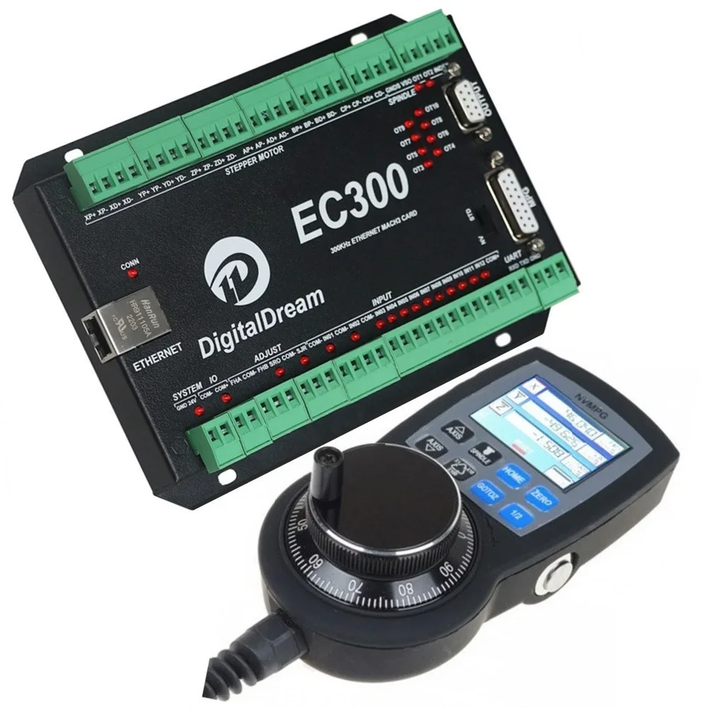 EC300 5/6 Axis Mach3 Software Control Card Ethernet CNC Controller Board With NVMPG Display MPG Handwheel
EC300 5/6 Axis Mach3 Software Control Card Ethernet CNC Controller Board With NVMPG Display MPG Handwheel